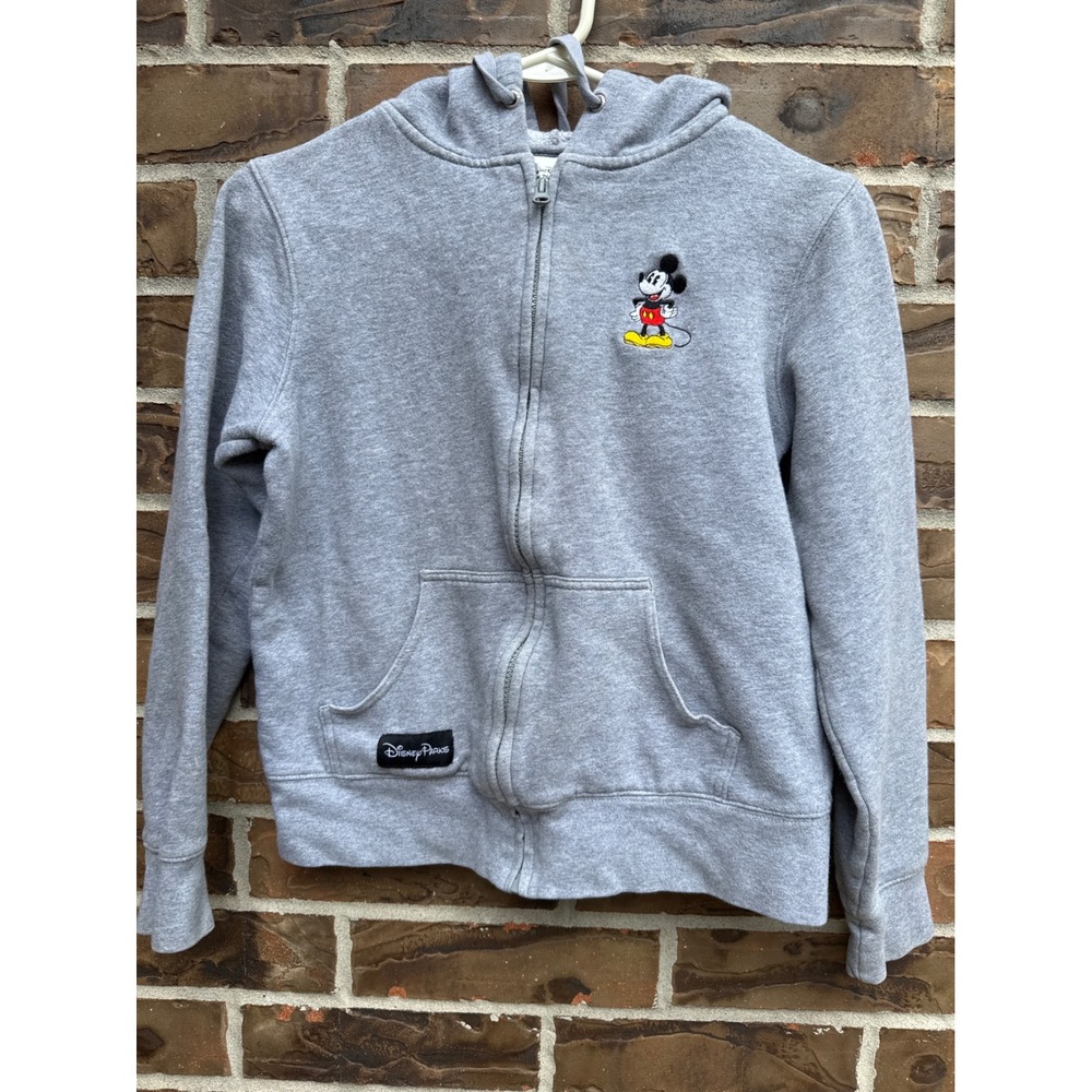 Disney Parks Mickey Mouse Kids Gray Full Zip Hoodie Sweatshirt Size Medium‎ M